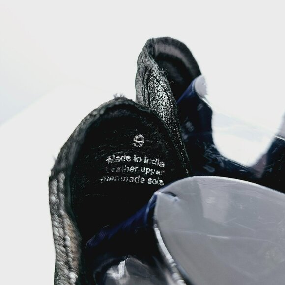 Very Volatile Ankle Bootie 9 Velacruz Metallic Pewter Leather Stacked Heel Woven - Picture 2 of 13